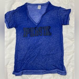 PINK Victoria's Secret Royal Blue Burnout Tee